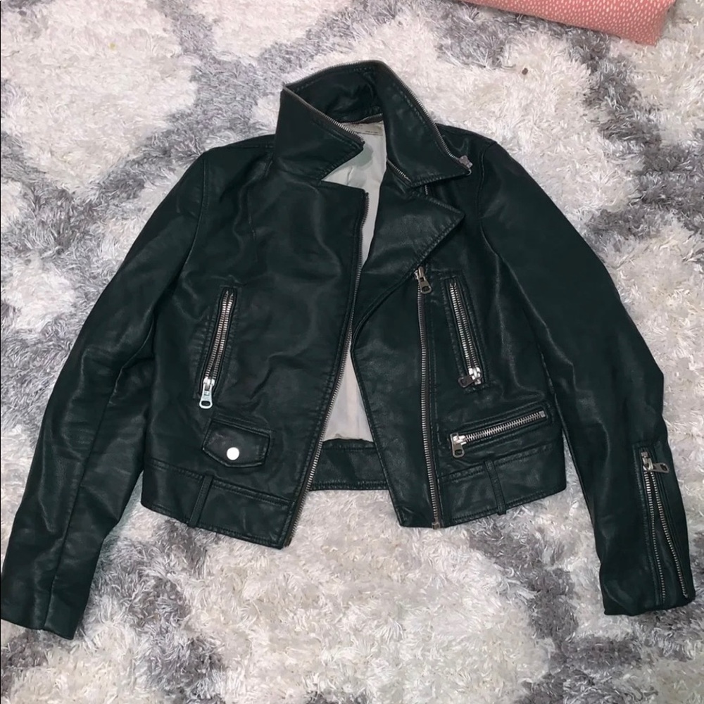 Zara Faux Leather crop biker jacket